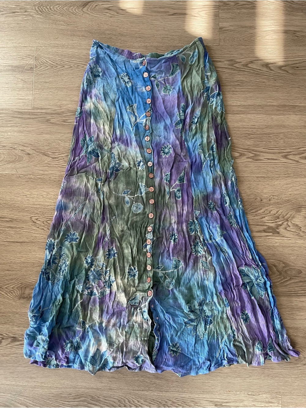 Fairy Tie dye floral maxi skirt medium